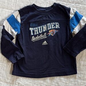 Adidas Kids Navy and Blue Thunder Basketball Long Sleeve Tee. Size 4T
